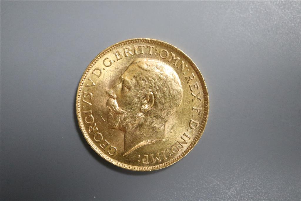 A George V 1925 gold sovereign, South Africa mint.